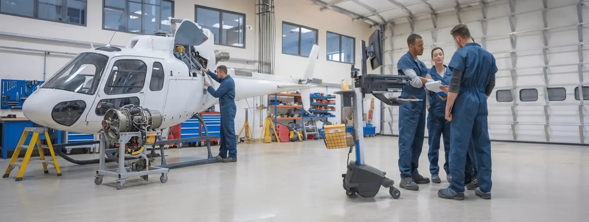 Chariot informatique mobile dans l'aérospatial