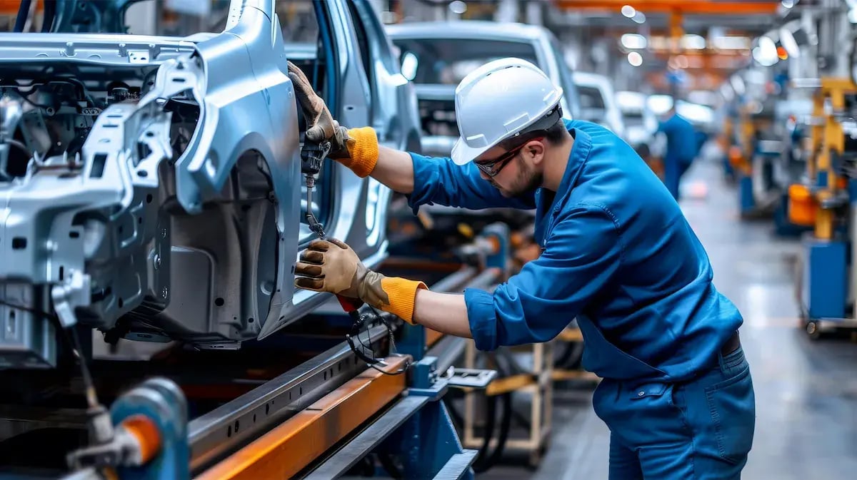 Un employé dans une usine de voiture